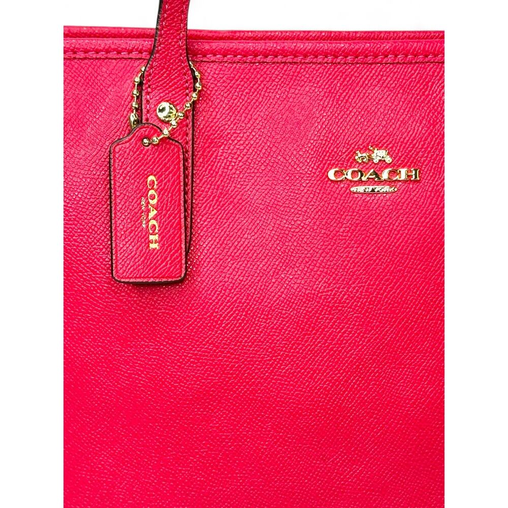 Coach City Zip Tote Cerise Hot Pink Crossgrain Leather Shoulder Bag - Picture 2 of 11